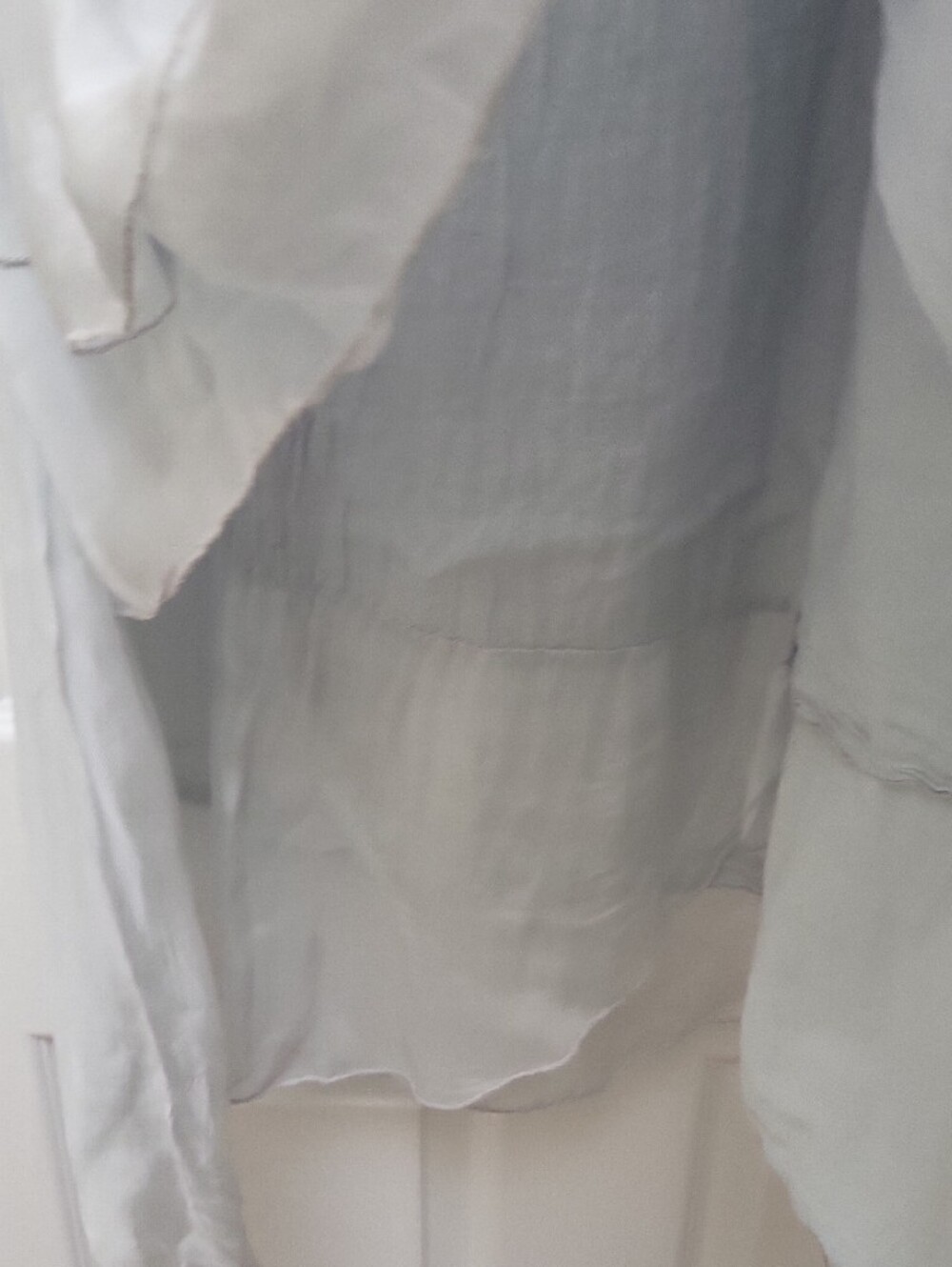 Sleeveless Silky & Flowy Asymmetrical Layered Dress in Light Gray.made In Italy - Picture 5 of 9